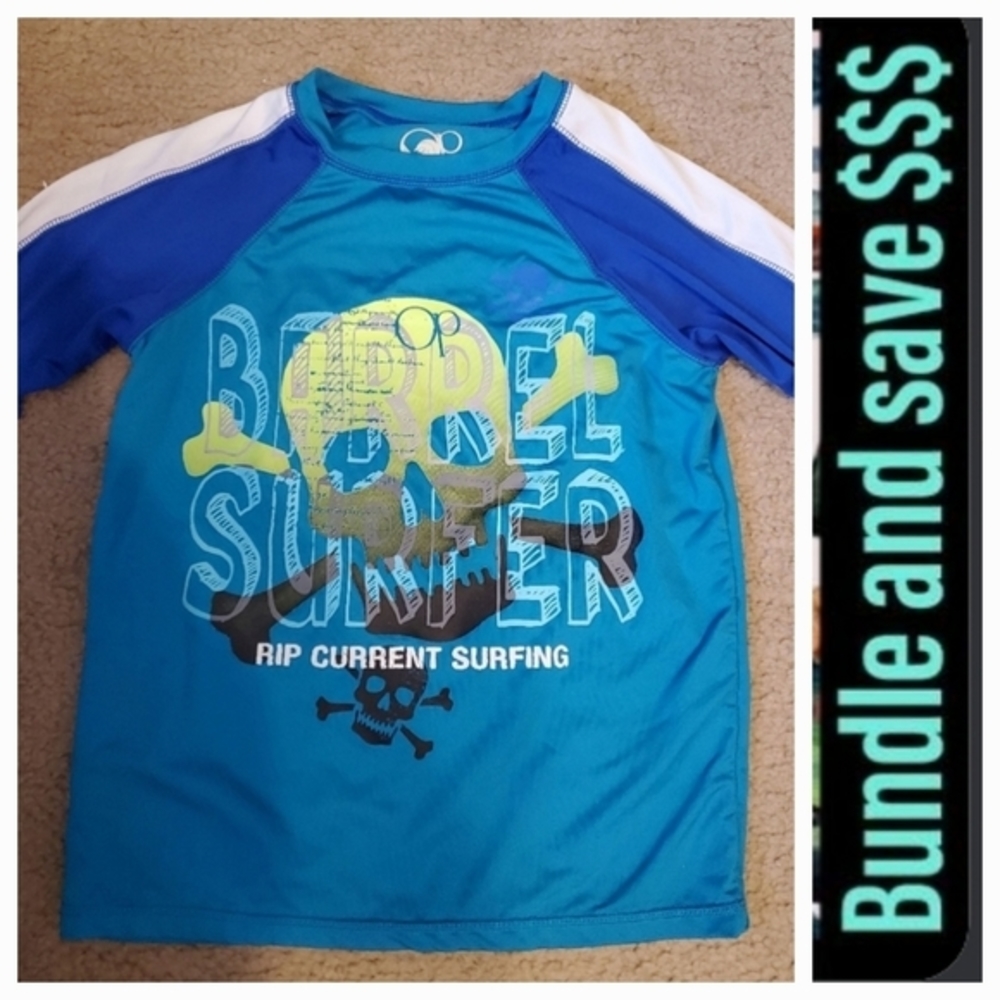 Swim Shirt Coverup Board Shirt Skull‎ Blue Medium Beach